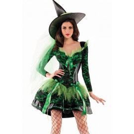 Green Fancy Dress Beautiful Witch Cosplay Apparel