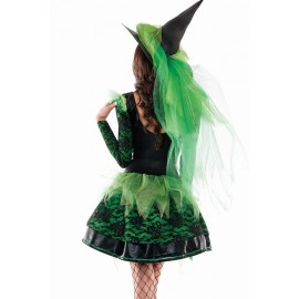 Green Fancy Dress Beautiful Witch Cosplay Apparel