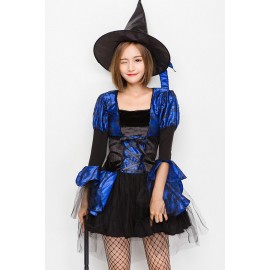Dark Blue Mesh Dress Witch Cosplay Apparel