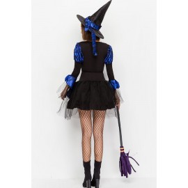 Dark Blue Mesh Dress Witch Cosplay Apparel
