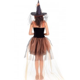Black Fancy Dress Witch Beautiful Halloween Cosplay Apparel