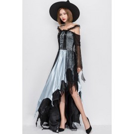 Light Blue Beautiful Lace Dress Gothic Wicked Witch Halloween Apparel