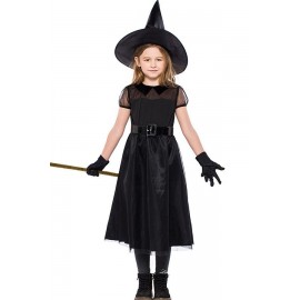 Black Witch Halloween Cosplay Cute Kids Apparel