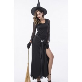 Black Beautiful Witch Maxi Dress Halloween Apparel