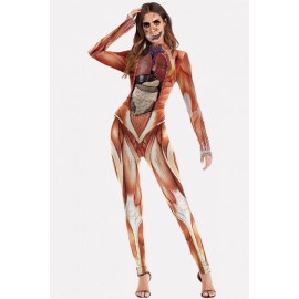 Brown Muscle Print Horror Halloween Apparel