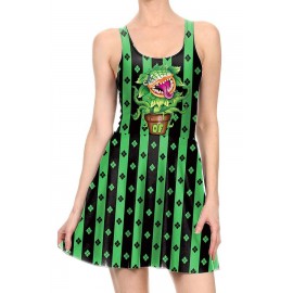 Green Plant Print Horror Halloween Dress