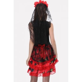 Black-red Ghost Bride Dress Horror Halloween Apparel