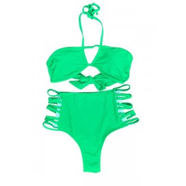 Light Green Strappy High Waist Beautiful Swimwear Swimsuit