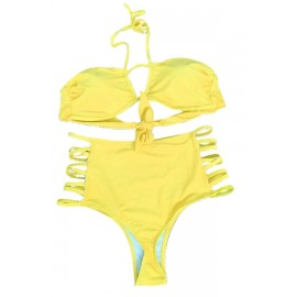 Yellow Strappy High Waist Beautiful Swimwear Swimsuit