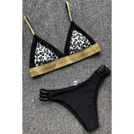 Leopard Splicing Strappy Triangle High Cut Cheeky Beautiful Swimwear