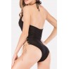 Black Contrast Lace Up Halter Padded Beautiful One Piece Swimsuit