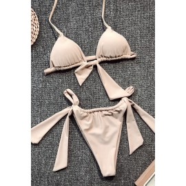 Knotted Halter Triangle Tie Sides Cheeky Thong Beautiful Micro Swimwear