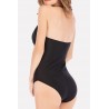 Black Imitation Pearl Ruched Halter Beautiful One Piece Swimsuit