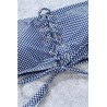 Dark Blue Gingham Print Strappy Lace Up Cutout Beautiful Two Piece Bandeau Cheeky Swimwear Swimsuit