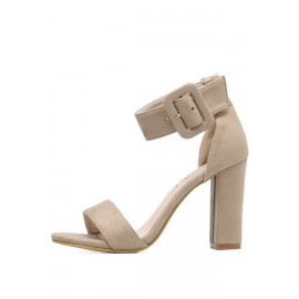 Apricot Suede Open Toe Ankle Strap Chunky High Heels