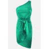 Satin Knotted One Shoulder Beautiful Bodycon Party Dress
