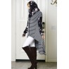 Black Floral Stripe Hoodie Long Sleeve Casual Sweatshirt Dress