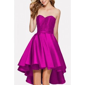 Lace Splicing Strapless High Low Beautiful Plus Size Dress