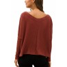 Long Sleeve High Low V Neck Crop Top Coral