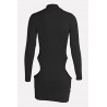 Black Cutout Mock Neck Long Sleeve Beautiful Bodycon Mini Dress