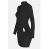 Black Cutout Mock Neck Long Sleeve Beautiful Bodycon Mini Dress