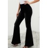 Black Ripped Elastic Waist Pocket Casual Flared Jeans