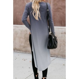 Gray Ombre Button Up Pocket Long Sleeve Casual Cardigan