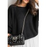 V Back Button Decor Long Sleeve Chic Pullover