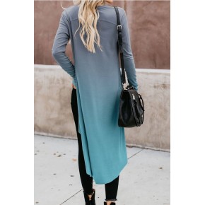 Sapphire Ombre Button Up Pocket Long Sleeve Casual Cardigan