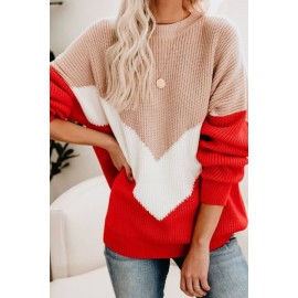 Chevron Round Neck Long Sleeve Casual Pullover