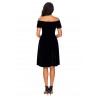Black Velvet Off Shoulder Pleated Skater Dress