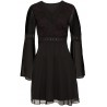 Black Lace Chiffon Patchwork Bell Sleeve Dress