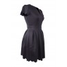 Black Sweet Scallop Pleated Skater Dress