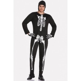 Men Black Skeleton Horror Halloween Cosplay Apparel