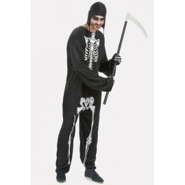 Men Black Skeleton Horror Halloween Cosplay Apparel
