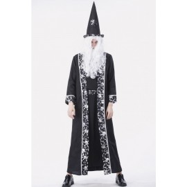 Men Black Wizard Halloween Cosplay Apparel