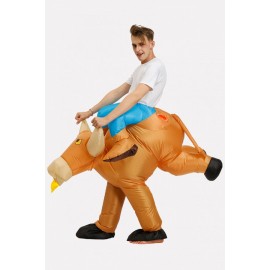 Men Light-brown Ride Bull Inflatable Adult Halloween Cosplay Apparel