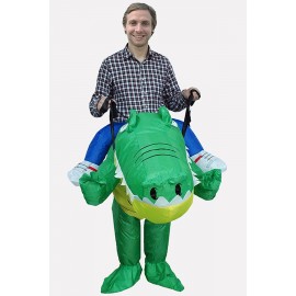 Men Green Ride Crocodile Inflatable Funny Halloween Apparel