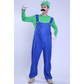 Men Green Mario Suspenders Cosplay Apparel