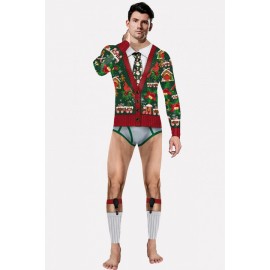 Men Multi Graphic Print Jumpsuit Christmas Cosplay Apparel