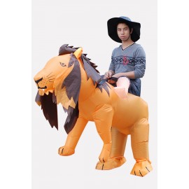 Men Orange Ride Lion Inflatable Funny Halloween Apparel