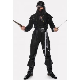 Men Black Pirate Lace Up Halloween Apparel