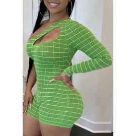Lovely Casual One Shoulder Green One-piece Romper