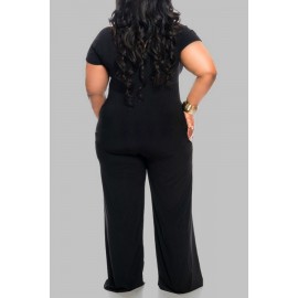 Lovely Work Loose Plus Size  Black One-piece Jumpsuit