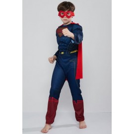 Dark-blue Supermen 3d Print Kids Halloween Cosplay Apparel