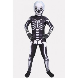Black Fortnite Skeleton Kids Halloween Apparel