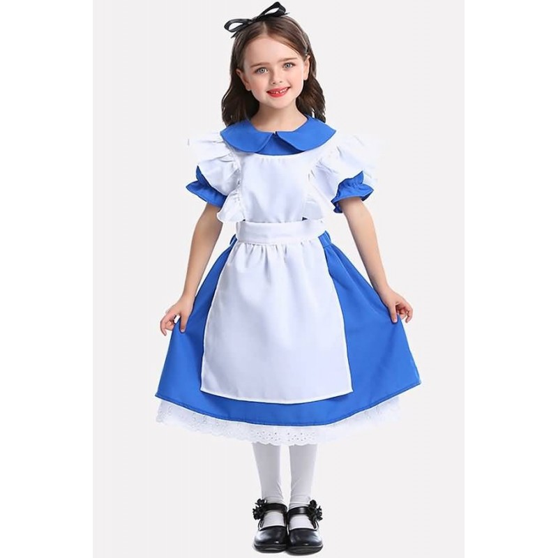 Blue Alice In Wonderland Dress Kids Halloween Apparel