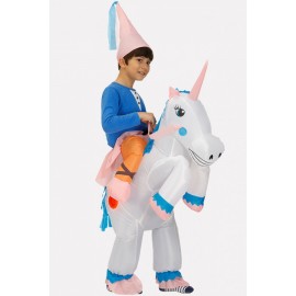 White Riding A Unicorn Kids Halloween Apparel