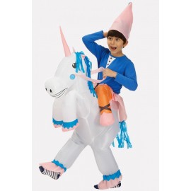 White Riding A Unicorn Kids Halloween Apparel